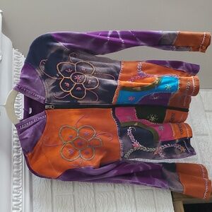 Women's Tribal Hippie Colorful Ombre Hoodie Size S